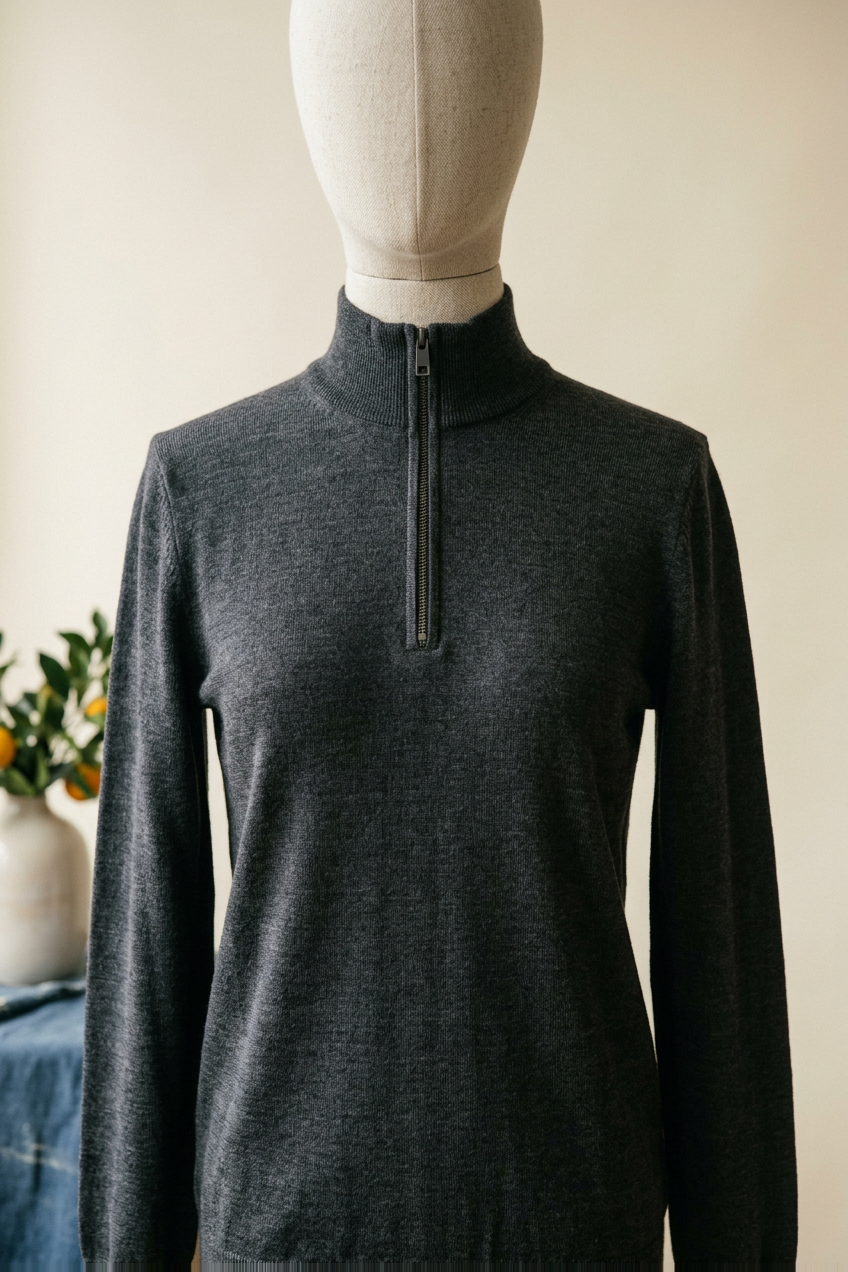 Charcoal Zip Mock
