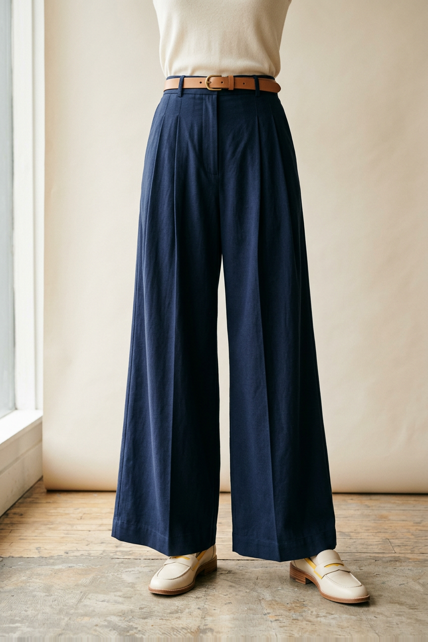 Navy Wide Trousers